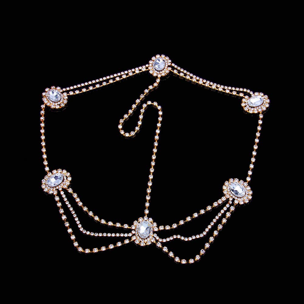 Missgrace Women's Bohemian Rhinestone Head Chain - Elegant Bridal Hair Accessories for Weddings, Parties & Special Occasions