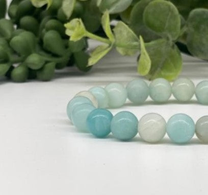 Caribbean Calcite Smooth Bead Stretch Bracelet for Women - Natural Stone Healing Crystal Jewelry for Relaxation & Positive Energy - Perfect for Yoga, Meditation & Everyday Wear