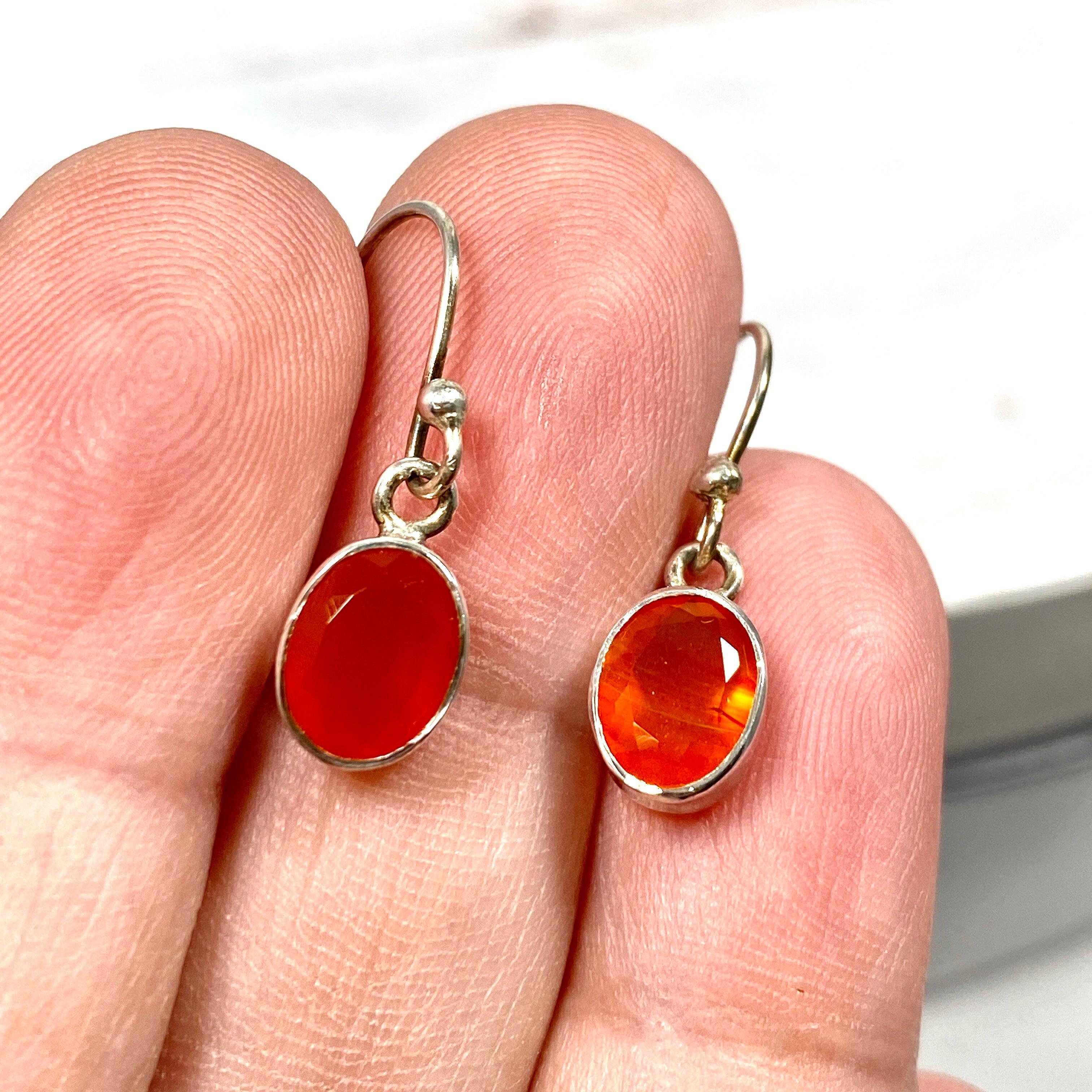 Natural Carnelian Petite Oval Faceted Stud Earrings R2363 CRO - Elegant Jewelry for Women, Perfect for Parties, Weddings & Daily Wear