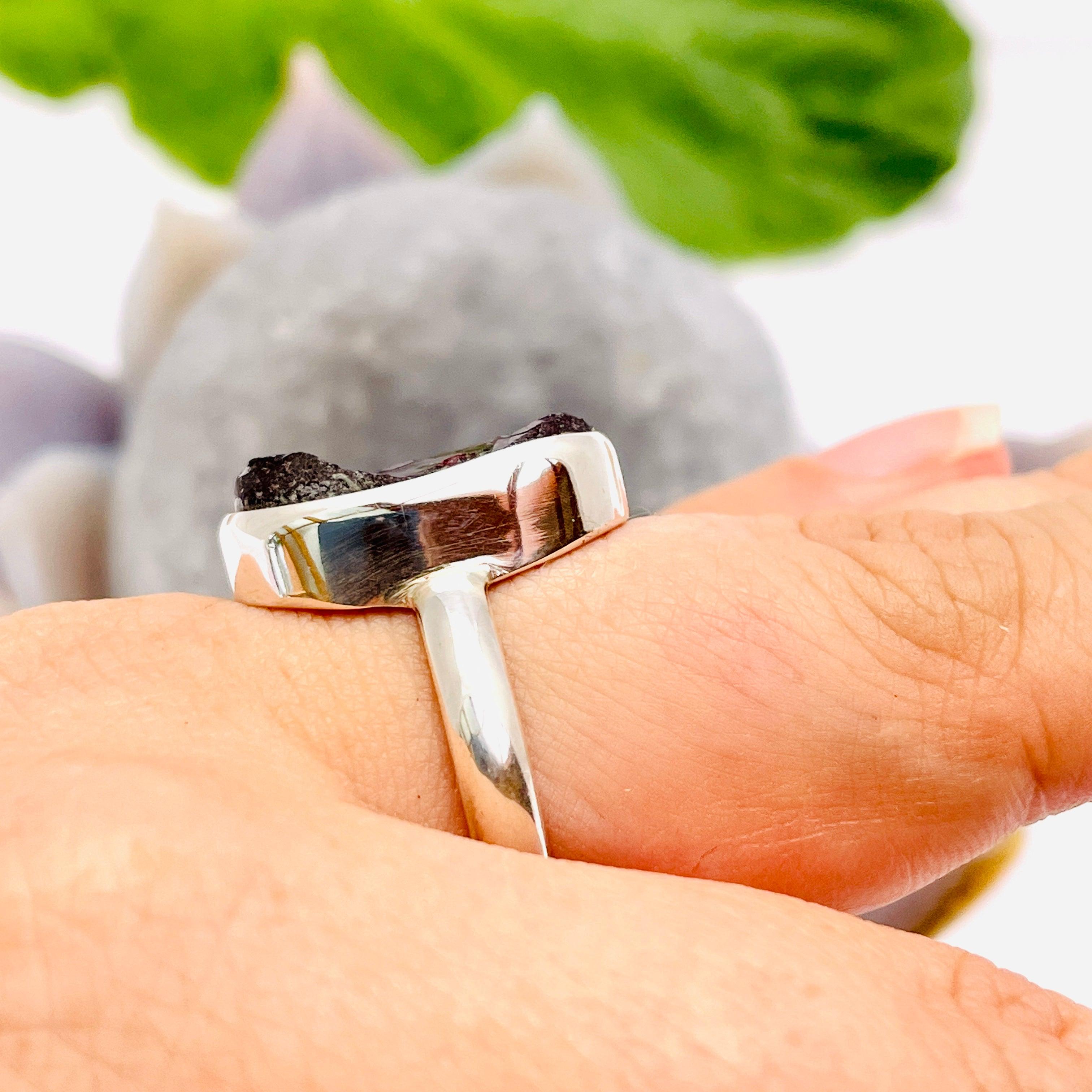 Natural Garnet Raw Stone Ring Size 8 - Handmade Bohemian Jewelry for Women, Gift for Her - Perfect for Boho Fashion, Wedding & Special Occasions