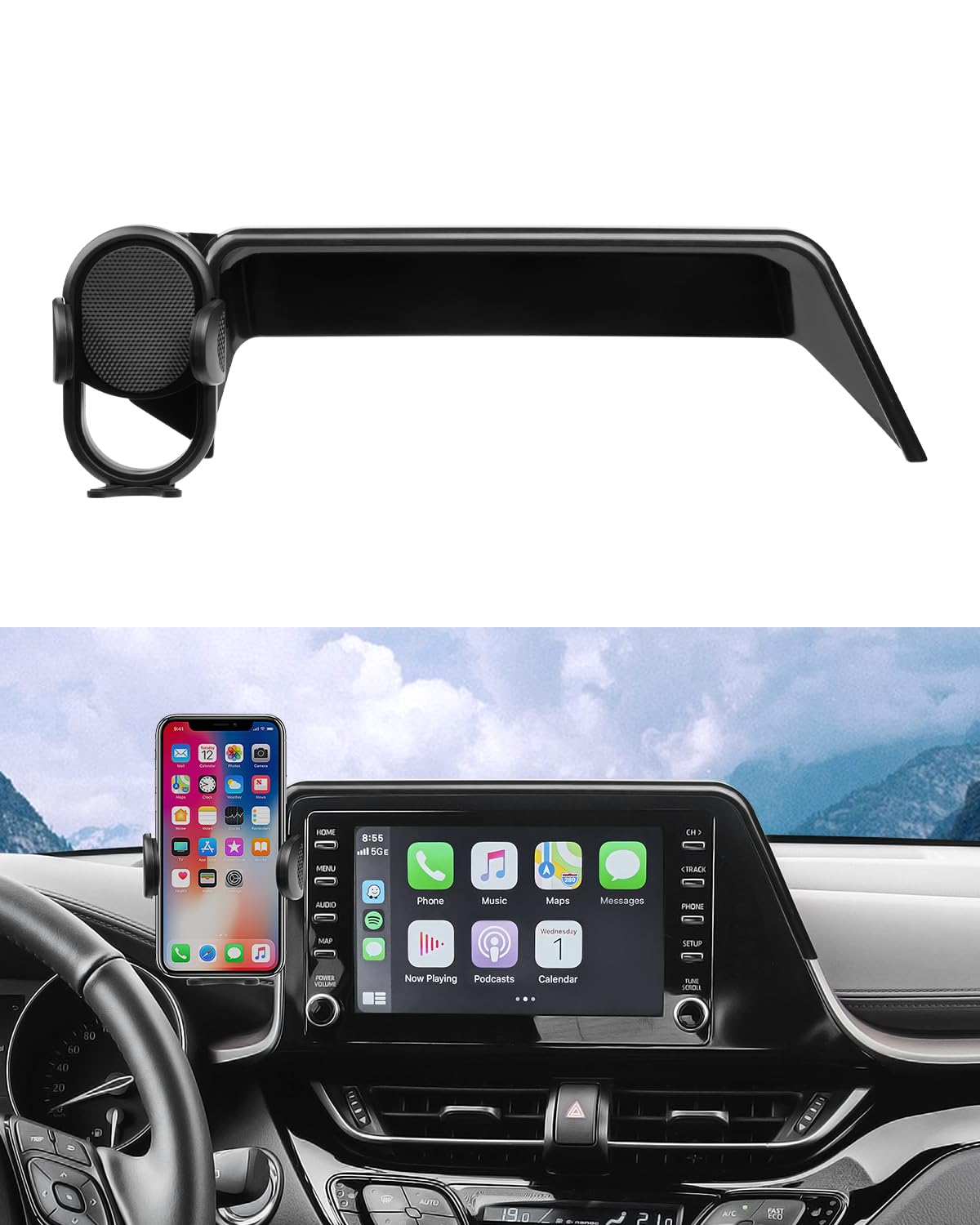 Custom Fit Car Phone Holder for 2019-2022 Toyota C-HR | 360° Rotating Phone Mount with 8