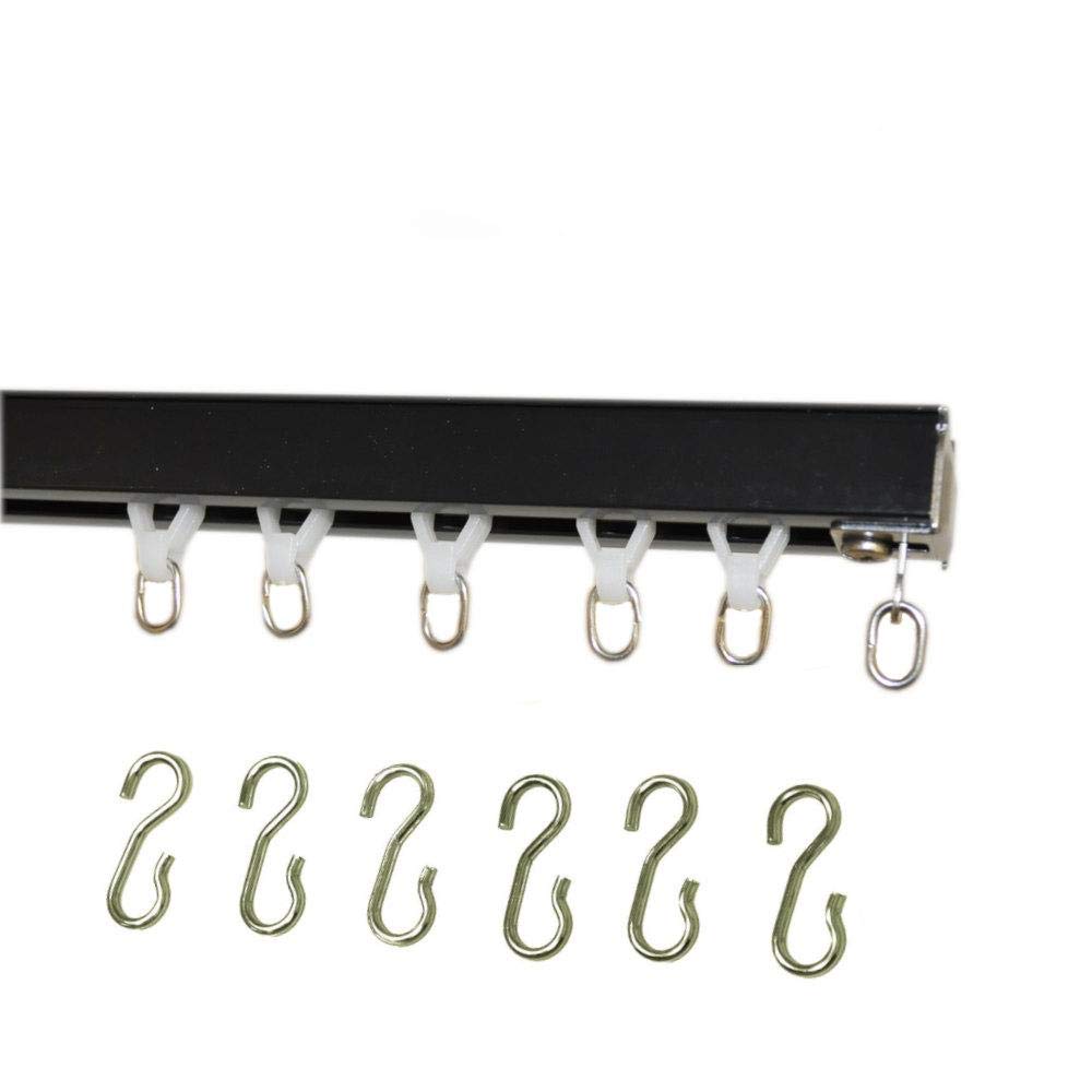 Black Ceiling Curtain Track Set with Smooth Wheeled Carriers & Hooks - 7 Feet for Living Room, Bedroom, or Home Theater Installation