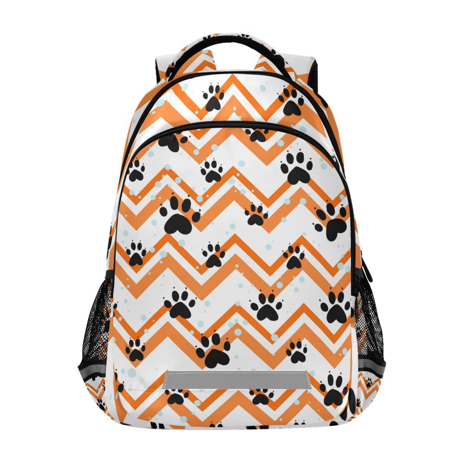 Acpiggto Laptop Backpack - Stylish Cat & Dog Paw Print Rucksack for Travel, Hiking, Gym & Camping | Durable Orange & Black Striped Daypack for Work, School & Outdoor Adventures