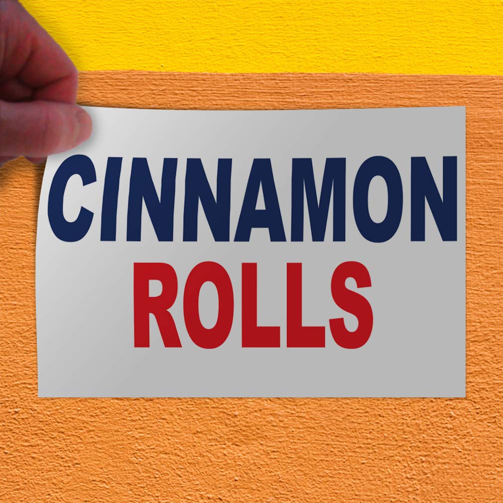 Cinnamon Roll Vinyl Decal Stickers - Multiple Sizes (24x18 Inches) for Restaurants, Food Trucks & Industrial Safety Signs - Blue & Red Labels - Perfect for Commercial Kitchens, Cafes & Food Service Businesses
