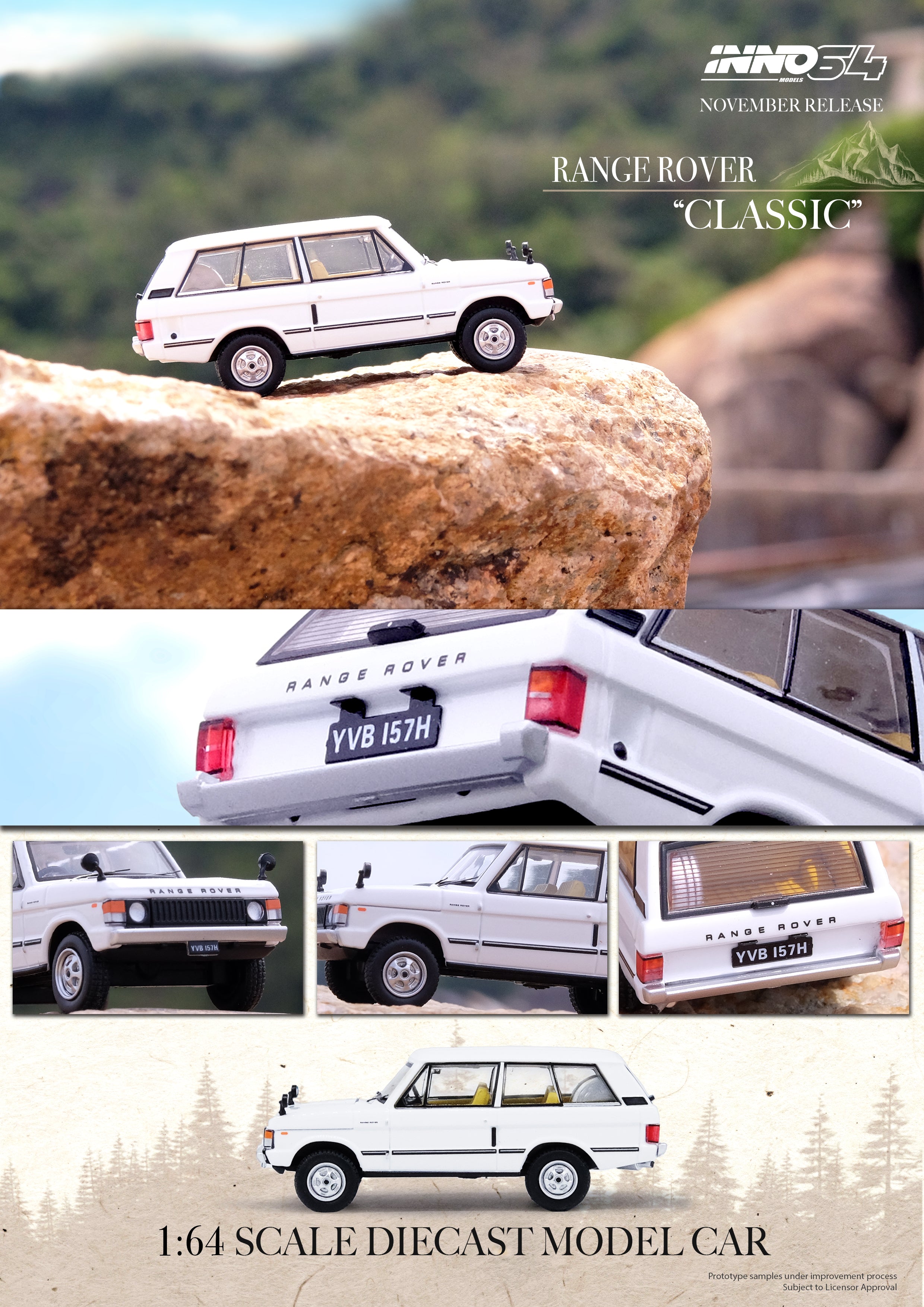 INNO64 1:64 Scale Diecast Range Rover Classic White Model Car - Perfect for Collectors, Display & Miniature Car Enthusiasts