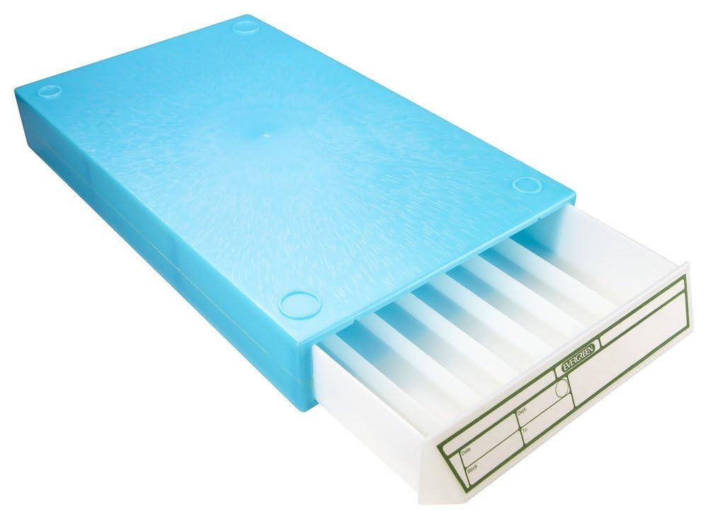Caplugs Evergreen 258-4202-B10 Cassette File Cabinet Drawers - Holds 250 Embedding Rings or 400 Cassettes, Light Blue Polystyrene Storage Solution | Perfect for Lab Organization, Sample Storage & Office Filing Systems