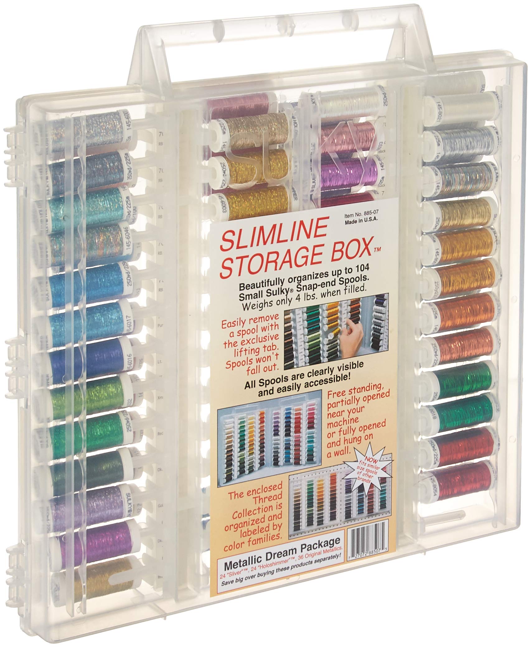Sulky Metallics Slimline Dream Assortment Storage Box - Metallic Thread Organizer for Sewing, Quilting & Crafting - Perfect for Needlework, Embroidery & DIY Projects
