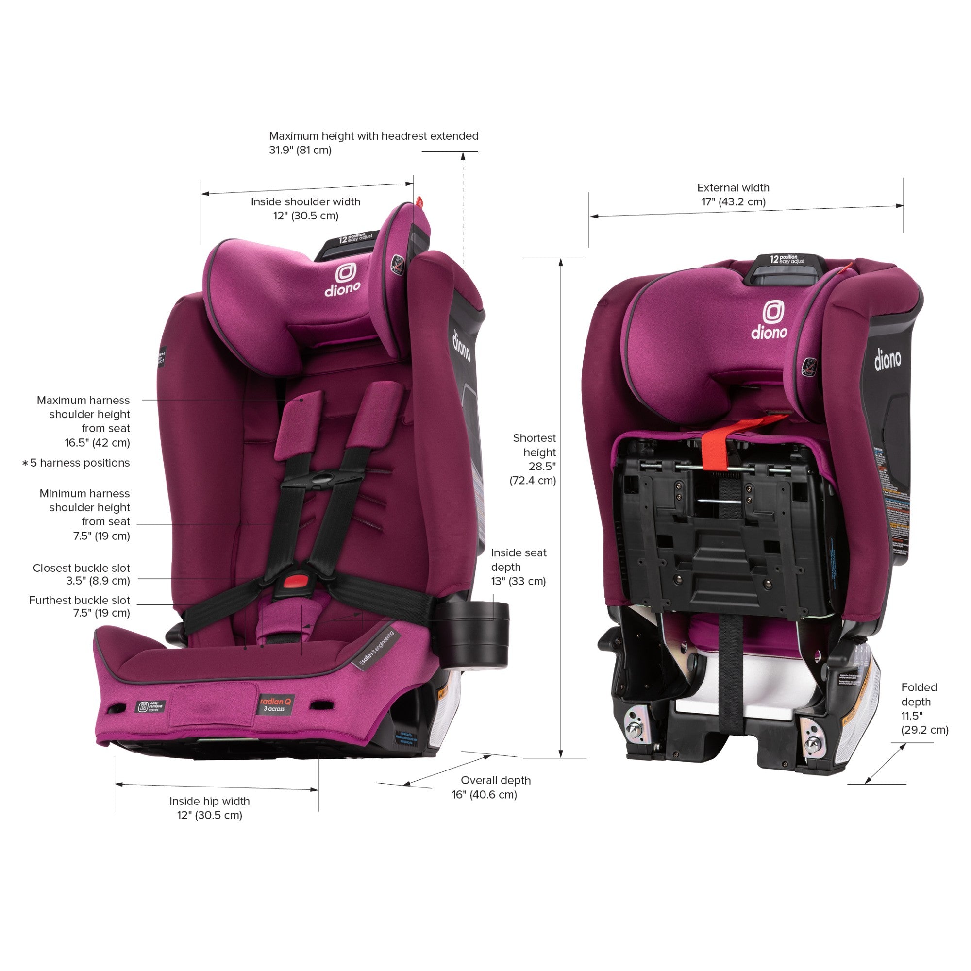 Diono Radian 3R SafePlus Convertible Booster Car Seat for Kids - 3-in-1 Design for Rear-Facing, Forward-Facing & Belt-Positioning - Perfect for Travel, School & Family Road Trips