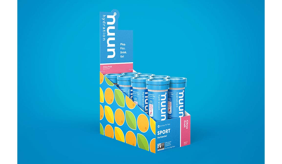 Nuun Sport Effervescent Electrolyte Tablets - Hydration & Recovery Drink Mix for Athletes, 8 Tubes (Citrus Fruit) - Perfect for Running, Cycling & Workouts