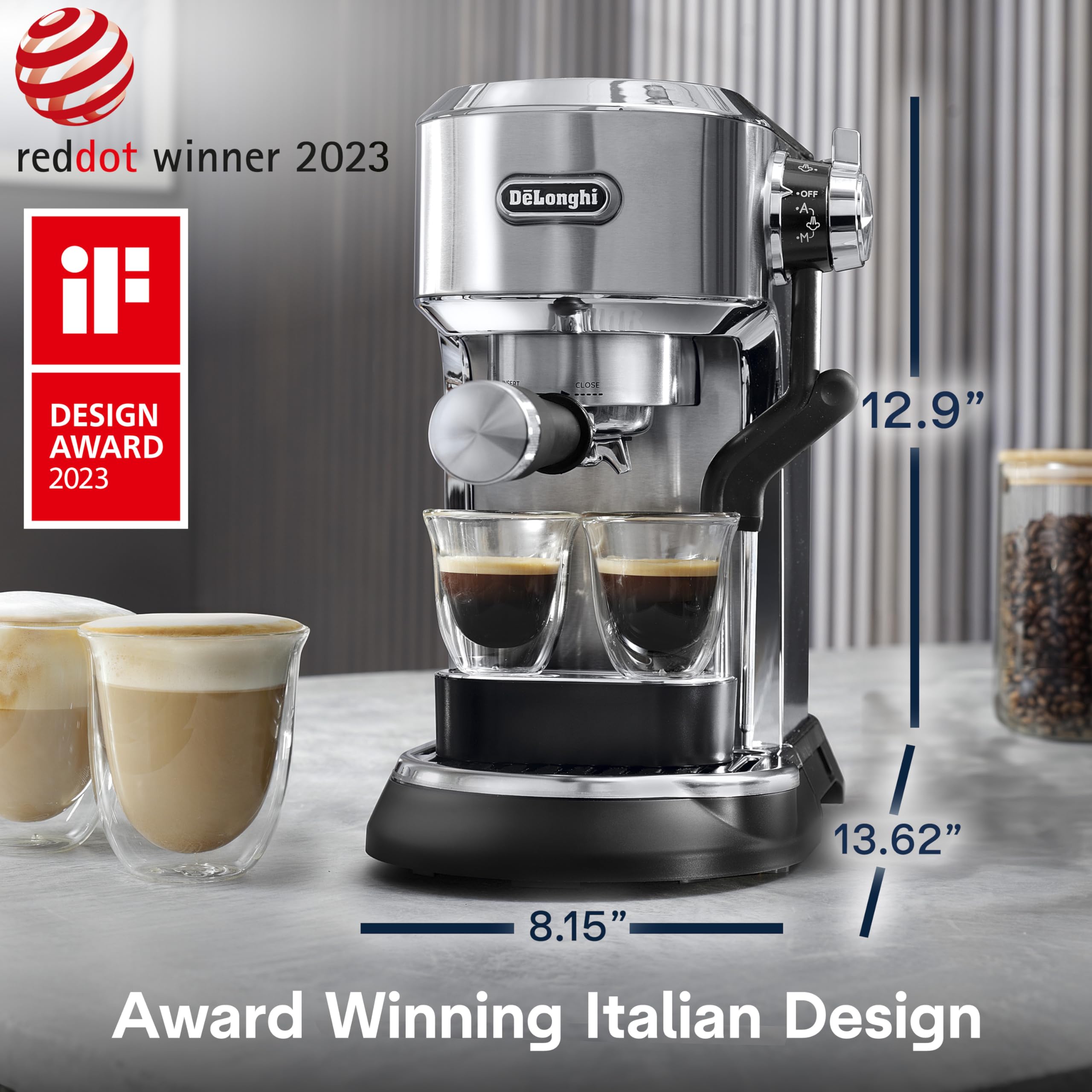 De'Longhi Dedica Maestro Plus Automatic Espresso Machine with Steam Wand - Stainless Steel EC950M for Latte, Cappuccino & Coffee | Perfect for Home Baristas & Coffee Lovers