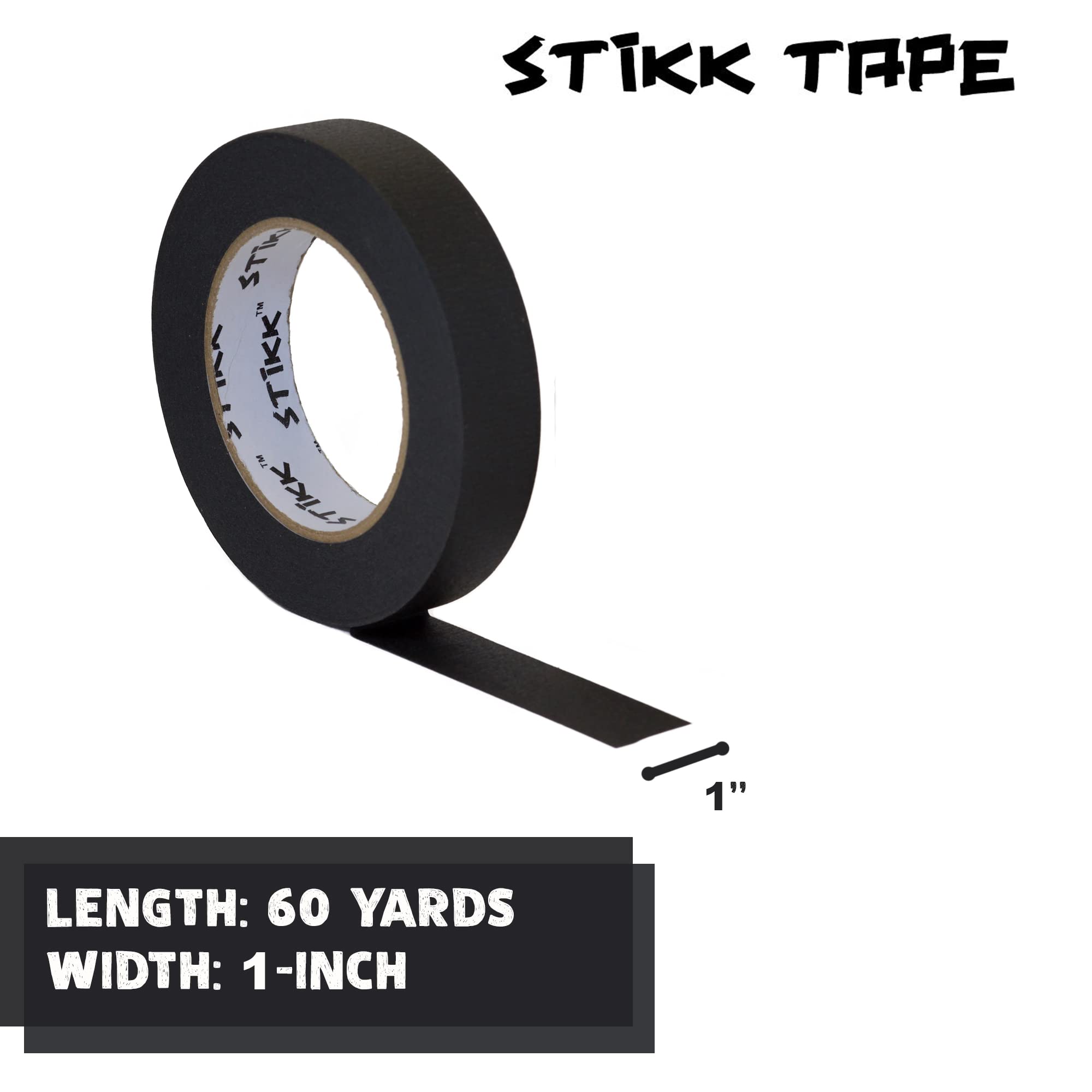 STIKK Professional Painter's Tape 3-Pack - 1 Inch x 60 Yards Black Masking Tape for Painting, Edges & Trim - Residue-Free DIY Paint Projects Tape - Perfect for Walls, Ceilings, Furniture & Home Renovations