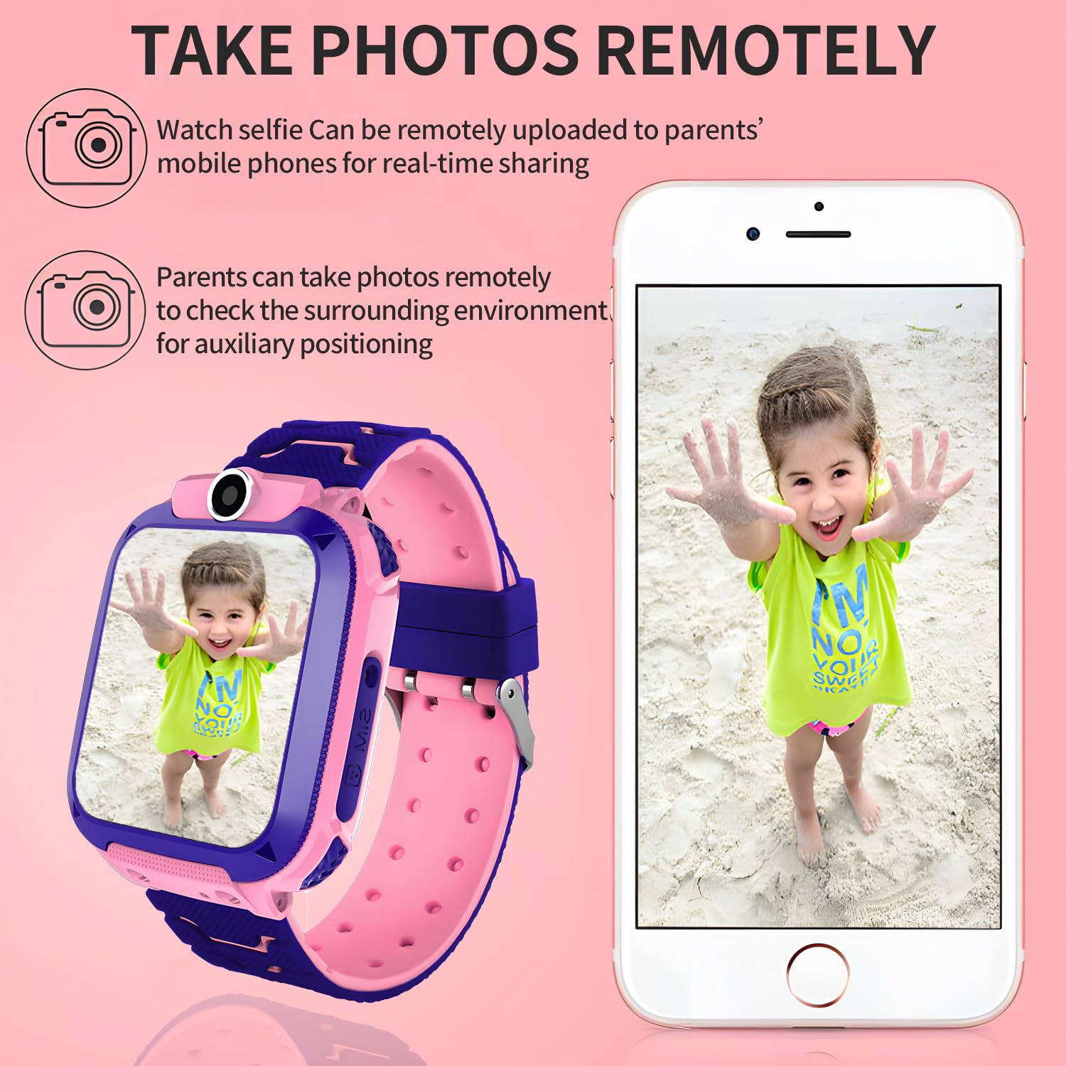 Waterproof Kids Smart Watch with SIM Card, Call Function, Touch Screen, HD Camera, Music Player, GPS Tracker & Puzzle Games - Perfect Gift for Boys & Girls Ages 3-12 (Pink) | Ideal for Outdoor Play, School Safety & Parent-Child Communication