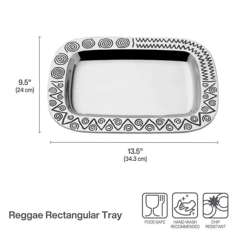 Reggae Style Rectangular Serving Tray - Bamboo Wooden Food & Drink Serving Platter for Parties, Dining, and Home Decor | Perfect for Entertaining, Breakfast in Bed, and Coffee Table Display