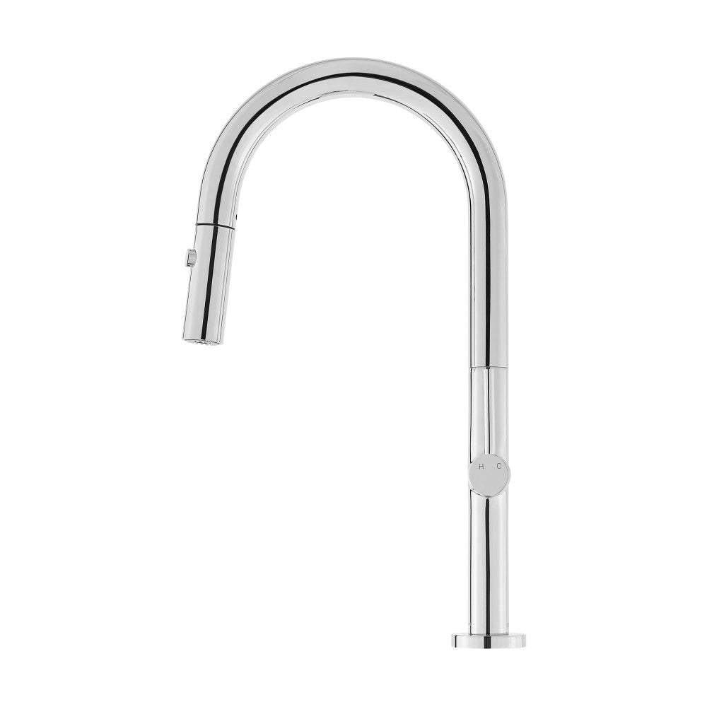 Chrome Single Handle Pull Down Kitchen Faucet - Modern Stainless Steel Sink Faucet with High Arc Spout for Easy Dishwashing & Cooking