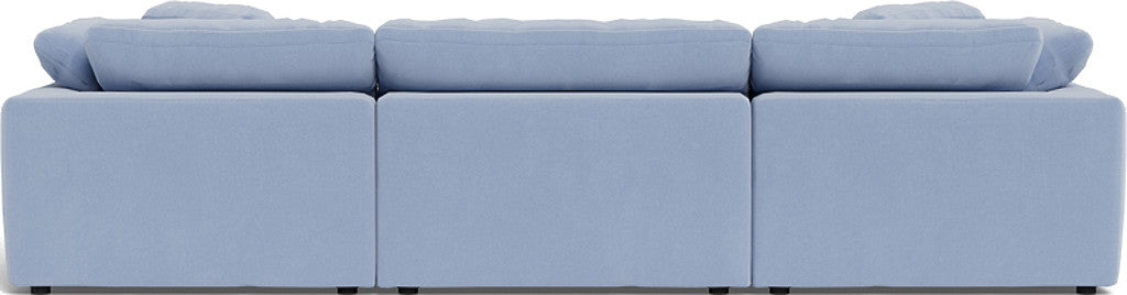 Fluffy 3-Piece Sofa Set with Double Ottoman - Soft Plush Living Room Furniture for Cozy Home & Lounge Relaxation