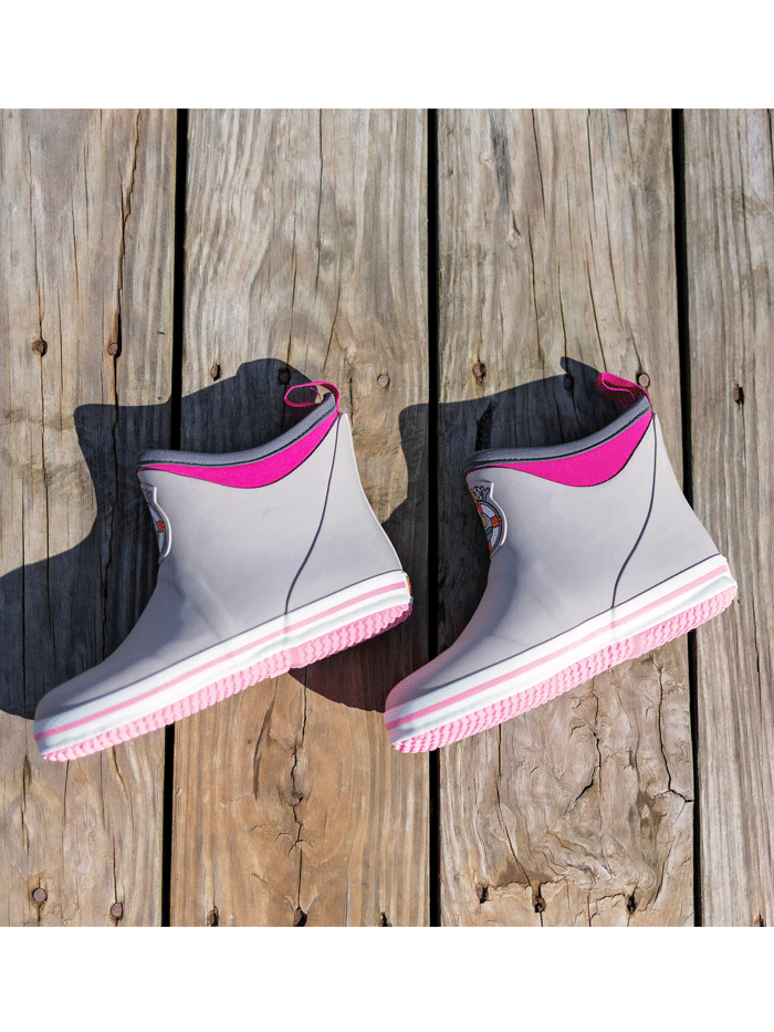 Buoy BB104 Kids Waterproof Rubber Boots for Boys & Girls - Grey & Pink Rain Boots for Outdoor Play, Puddle Jumping & Gardening