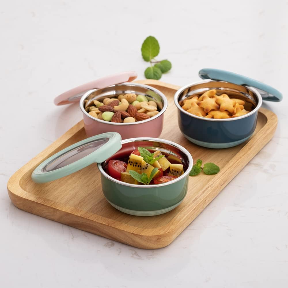 Lille Home 7.5oz Stainless Steel Condiment Cups - Leakproof BPA-Free Set of 3 for Dressing, Dips & Food Storage