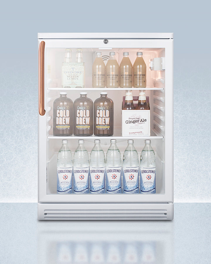 Accucold 24-Inch Wide Beverage Cooler with Antimicrobial Pure Copper Handle - SCR600GLTBC - Perfect for Home Bars, Offices, and Entertaining Spaces