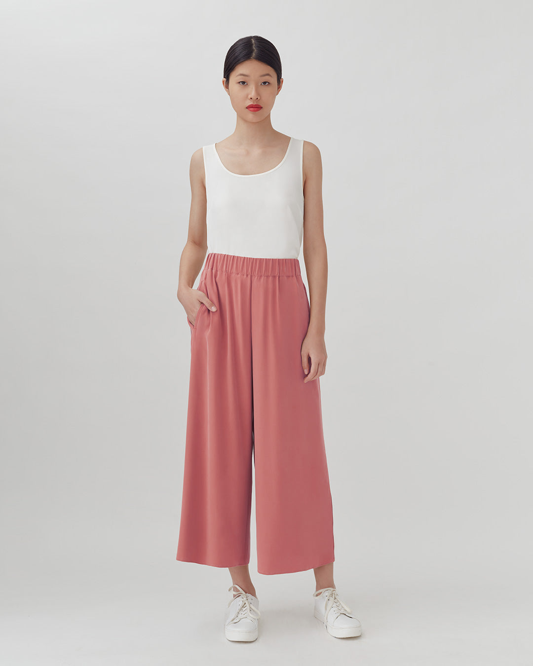 Washable Silk Wide Leg Cropped Pants for Women - Comfortable & Elegant Lounge Pants for Home, Office & Travel