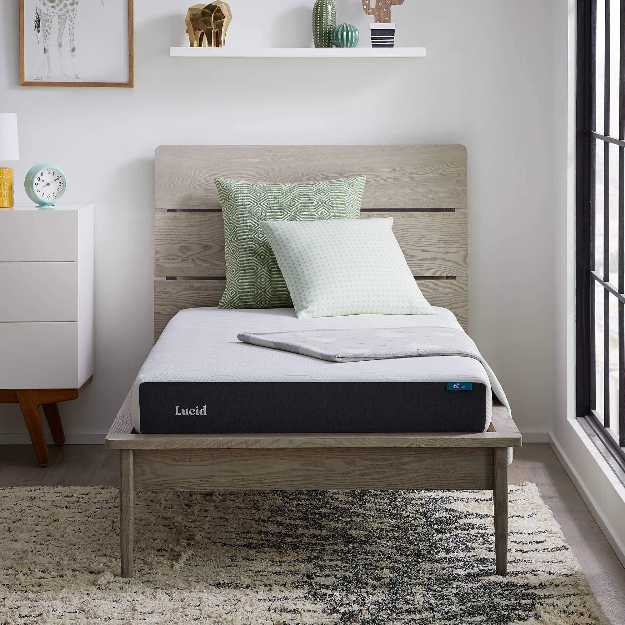 Lucid 6 Inch Twin Size Firm Gel Memory Foam Mattress with Bamboo Charcoal - CertiPUR-US Certified - Bed in a Box for Kids, Guest Rooms & Dormitory Use