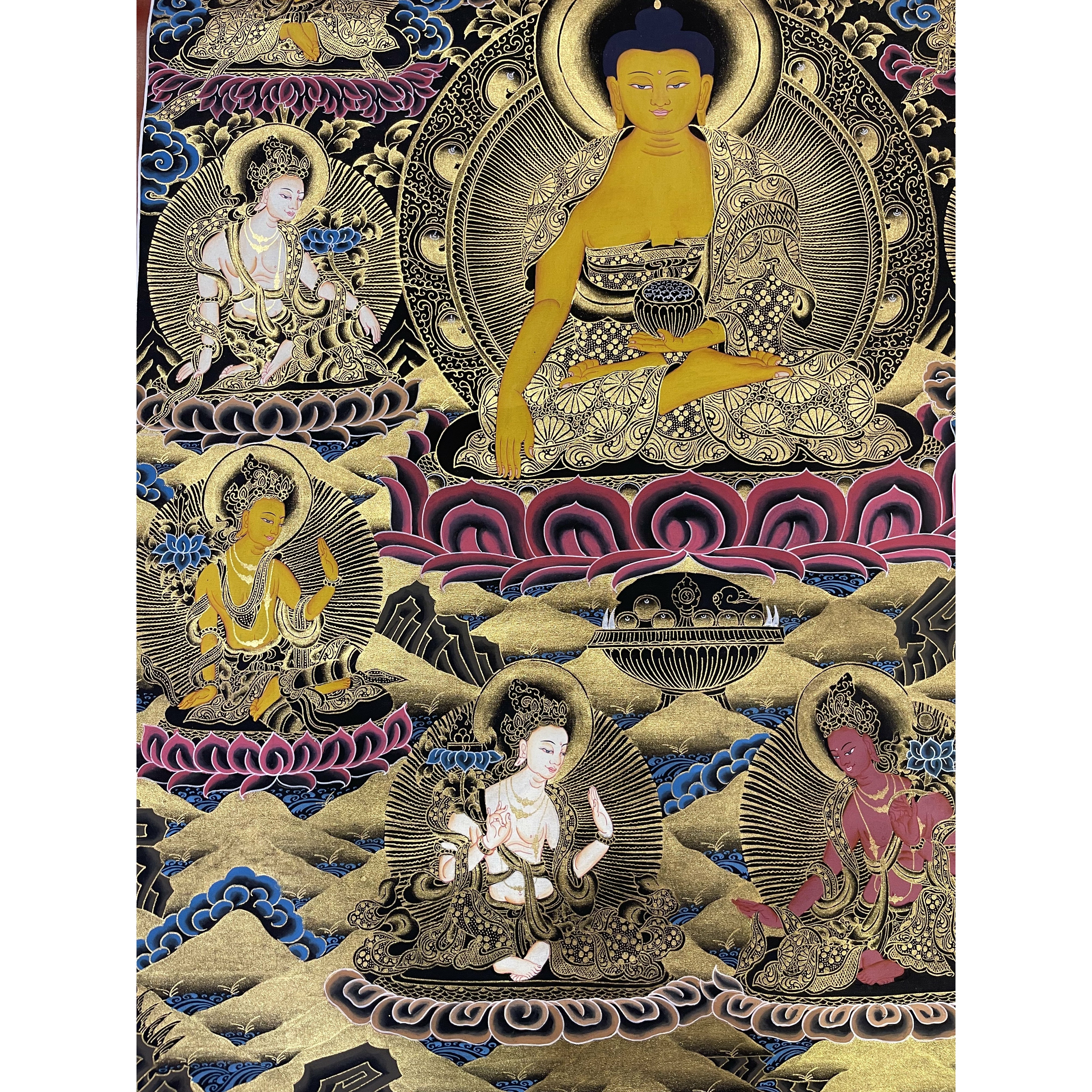Authentic Hand-Painted Shakyamuni Buddha Thangka - Tibetan Buddhist Wall Art for Meditation, Home Decor & Spiritual Gifts