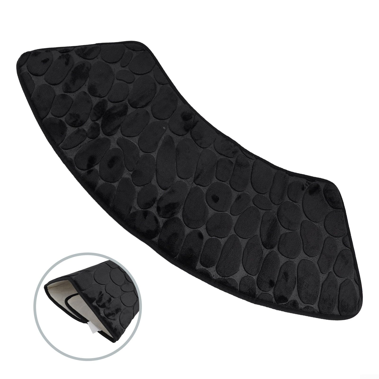 Non-Slip Corner Shower Mat - Anti-Skid Curved Bath Mat for Corner Showers | Machine Washable Bathroom Safety Mat for Shower, Laundry Room & Wet Areas (Black) - Perfect for Elderly Safety & Kids Bath Time