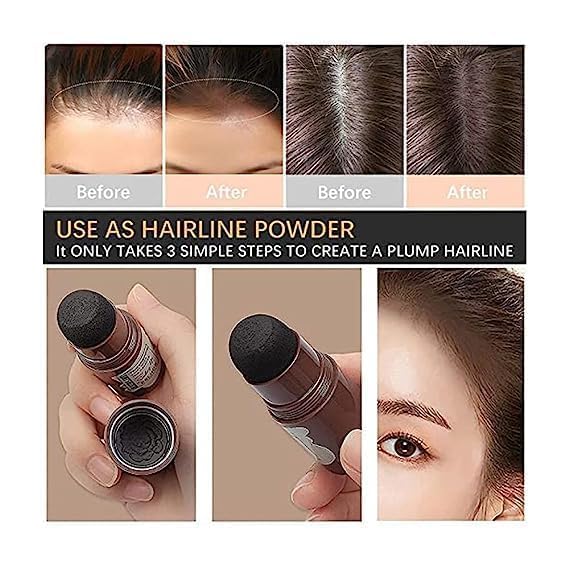 JBz HairLine Powder for Thinning Hair - Black, Brown, Light Brown | 24g Waterproof Hair Root Concealer | Quick Root Touch-Up Stick with Sponge Applicator | Hair Shading & Shadow Powder for Bald Spots & Receding Hairline | Perfect for Daily Use, Travel & Special Occasions