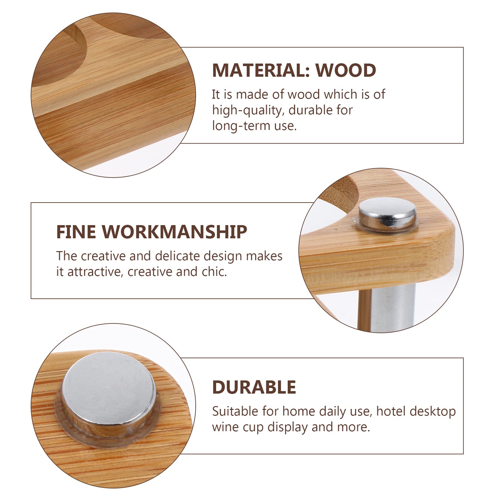 DOITOOL 1-Piece Bamboo Cup Holder - Barware Display Rack & Drying Stand for Wine Glasses, Mugs, and Stemware | Wooden Storage Organizer with Coaster | Perfect for Kitchen, Bar, and Restaurant Use
