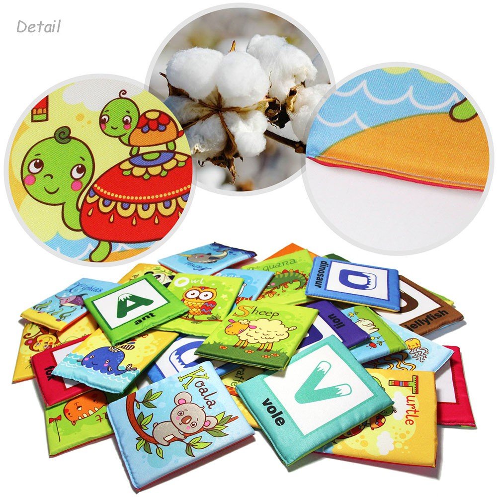 TEYTOY 26Pcs ABC Alphabet Flash Cards - Soft Washable Cloth Books for Toddlers, Early Learning Educational Toys for Boys & Girls 0+ Years | Zoo Animal Theme, Includes Storage Bag | Perfect for Preschool Learning, Travel & Playtime