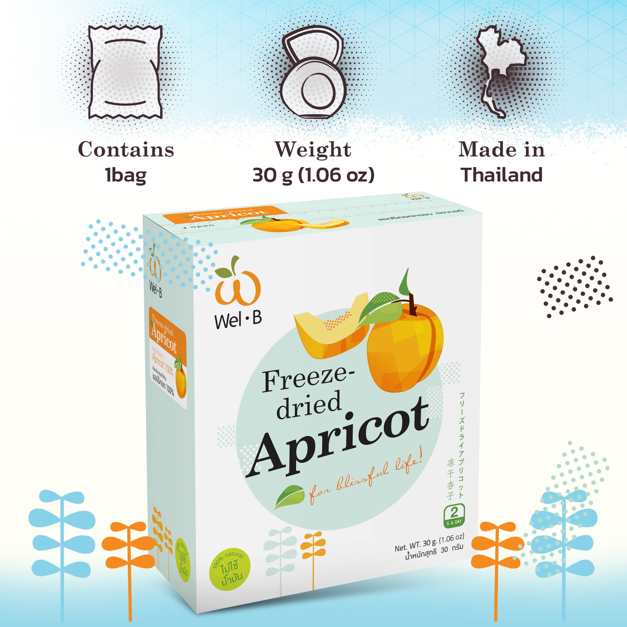 Freeze Dried Apricot Snacks - Healthy Crispy Fruit Treat with Natural Flavor & Nutrition, No Added Sugar, Vegan & Gluten-Free (1.06oz) - Perfect for Lunch Boxes, Hiking, Office Snacks & Kids Parties