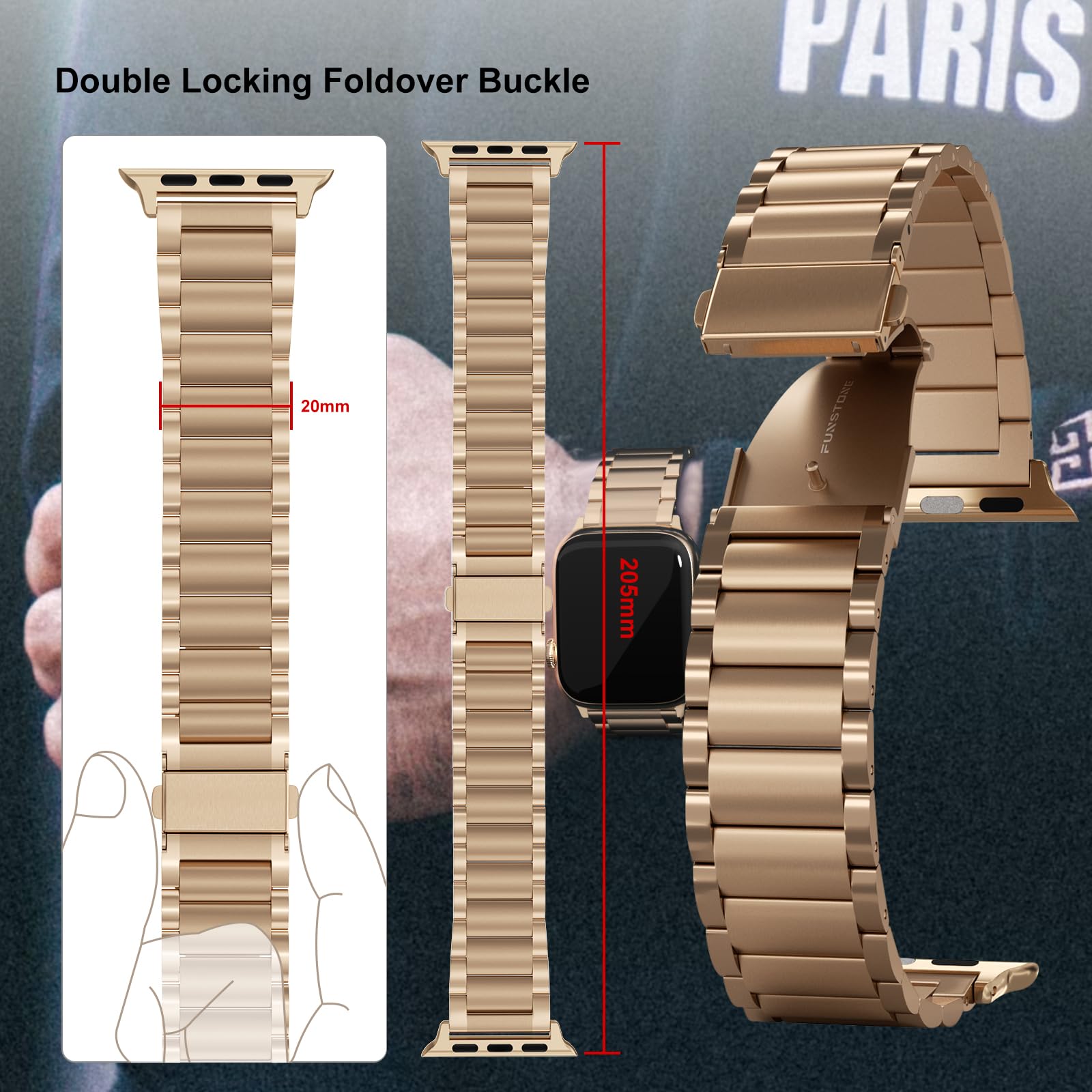 Premium Stainless Steel Metal Watch Band for Apple Watch Ultra 2/SE/Series 9/8/7/6/5/4/3/2/1 - 38mm 40mm 41mm 42mm 44mm 45mm 49mm Universal Replacement Strap for Men & Women - Perfect for Workouts, Business & Everyday Wear