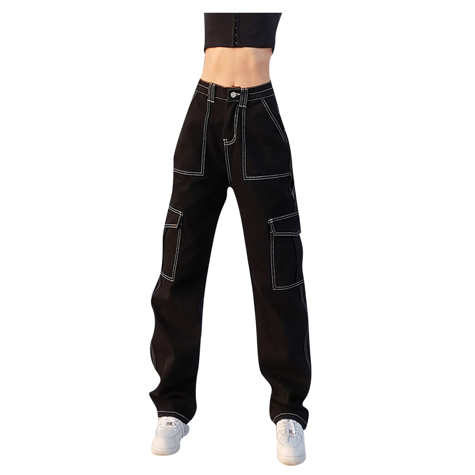 Women's Black Bell Bottom Jeans - Stretchy Slimming Bootcut & Straight Leg Mid Rise Denim Pants | Soft Breathable Jeggings for Casual Wear & Night Out