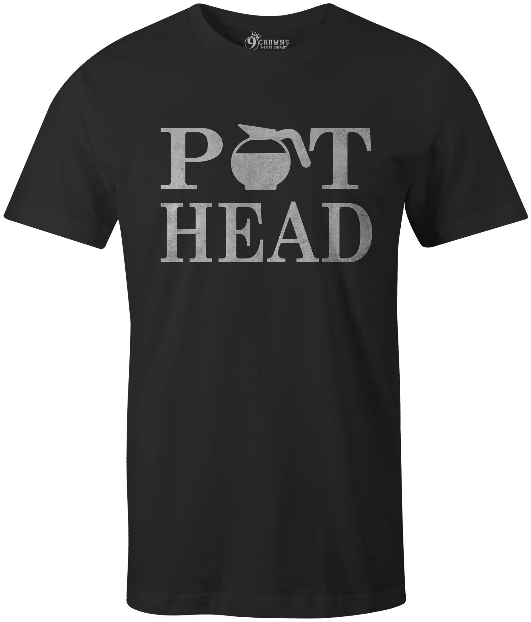 Funny Coffee Lover's T-Shirt for Men - 9 Crowns Tees Pot Head Design - Perfect Gift for Baristas & Coffee Enthusiasts
