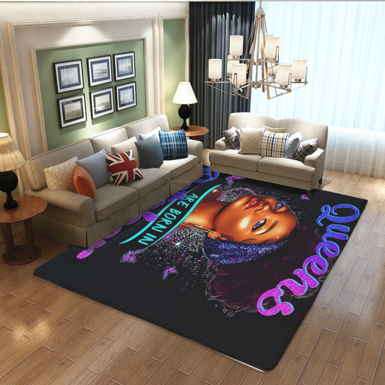 Non-Slip Area Rug Pad for Living Room & Bedroom - Black Magic Girls Queen Born in October - Soft Floor Mat Carpet for Home Decor | Perfect for Halloween, Dorm Room & Cozy Spaces