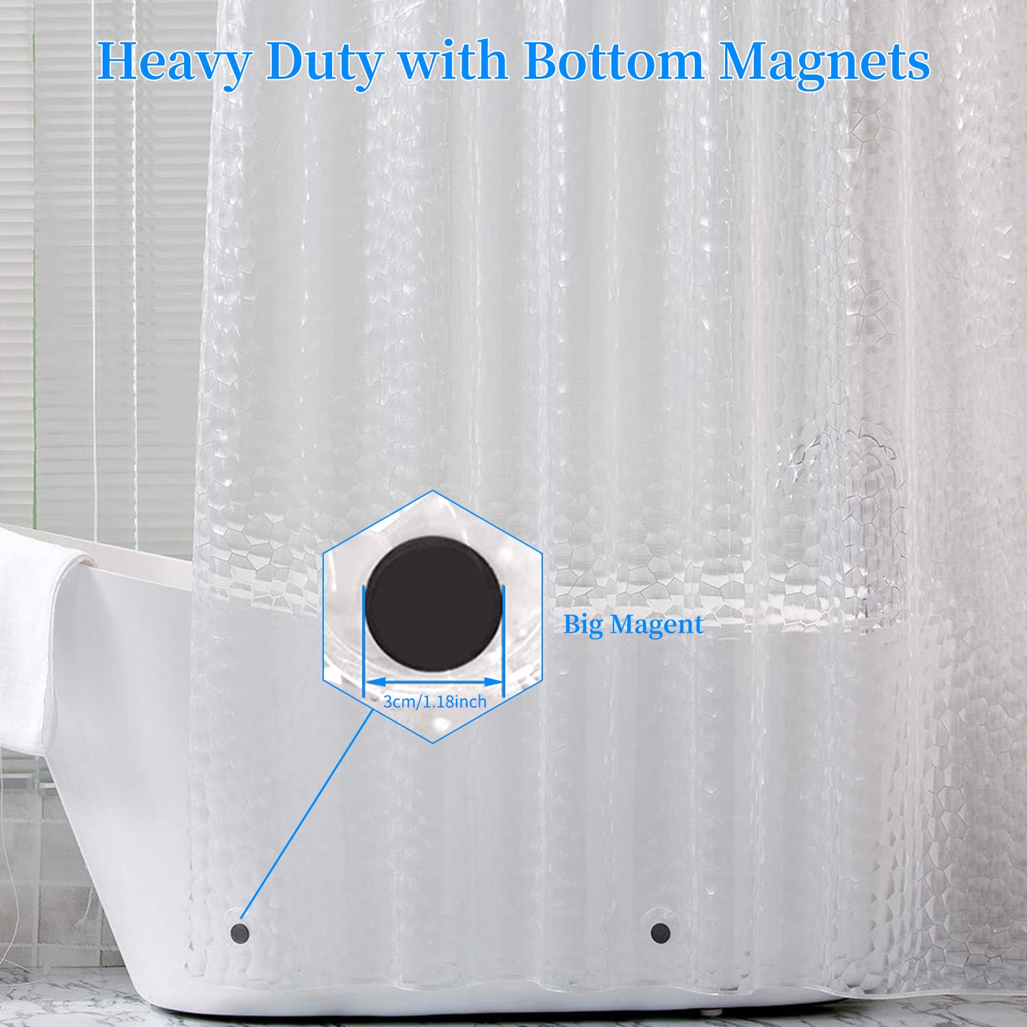 ARICHOMY Waterproof Shower Curtain Liner - 72x72 Inch EVA Bathroom Shower Stall Curtain with Rust-Resistant Grommets | Ideal for Bathrooms, Dorms & RVs (Grey)