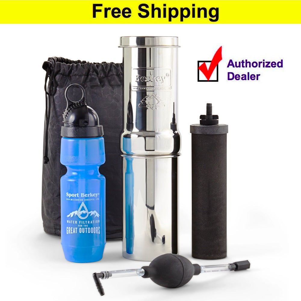 Go Berkey 1 Quart Water Filter Bottle - Portable Travel Size for Camping, Hiking & Emergency Preparedness