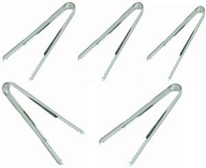 5-Pack Stainless Steel Ice Tongs - 6 Inch (155mm) for Food, Cake, BBQ & Wedding Bars - Perfect for Cocktail Parties, Catering & Home Kitchen Use