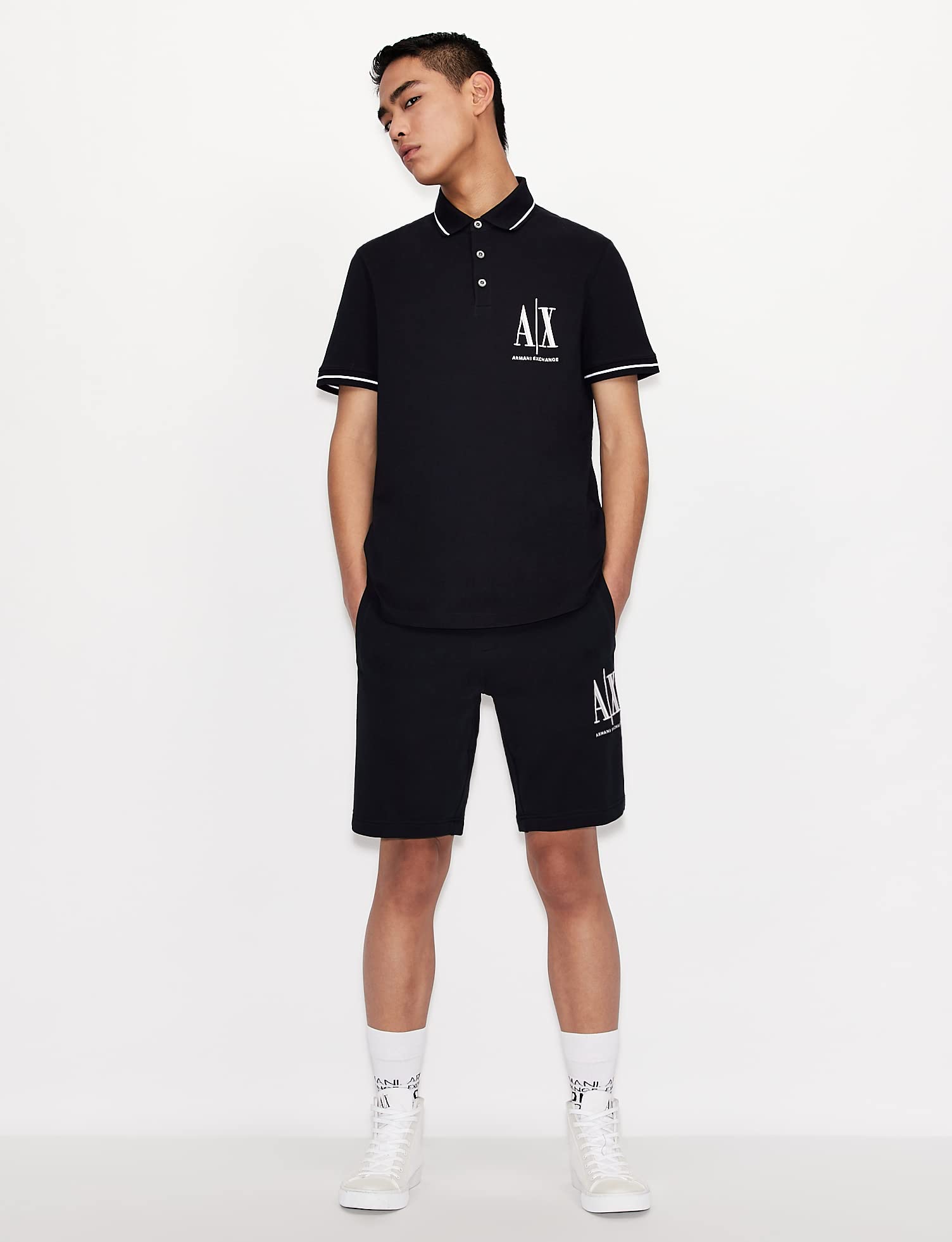 Armani Exchange Men's Icon Project Embroidered Logo Shorts - Casual Summer Shorts for Men with Stylish Branding | Perfect for Beach, Gym & Streetwear Fashion