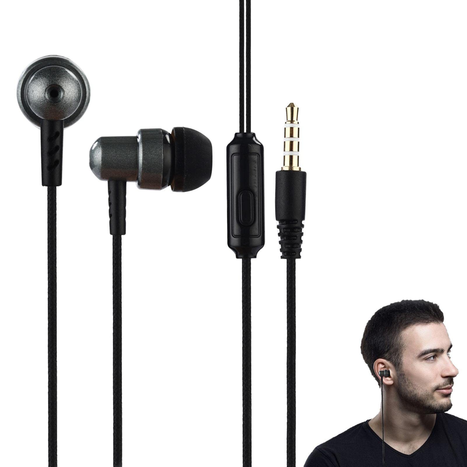 Rianpesn Noise Cancelling In-Ear Headphones with Stereo Bass - High-Quality Earbuds for iPhone, Android, Laptop & Chromebook | Perfect for Commuting, Workouts & Online Classes
