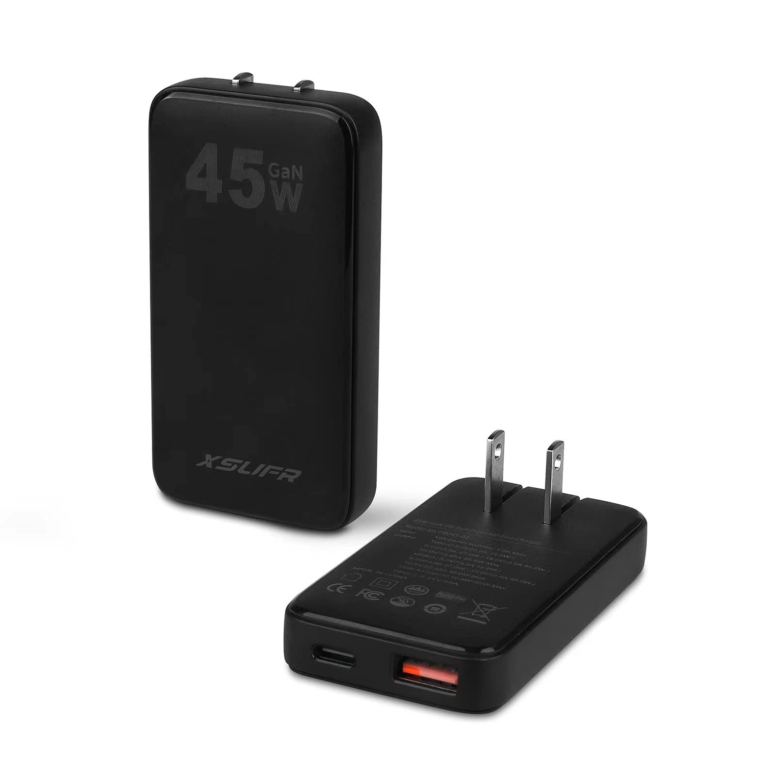 45W USB C Wall Charger with PD 3.0 & GaN Technology - Fast Charging Dual Port Folding Plug for Laptops, Tablets & Phones - Perfect Slim Travel Charger for Home, Office & Airports