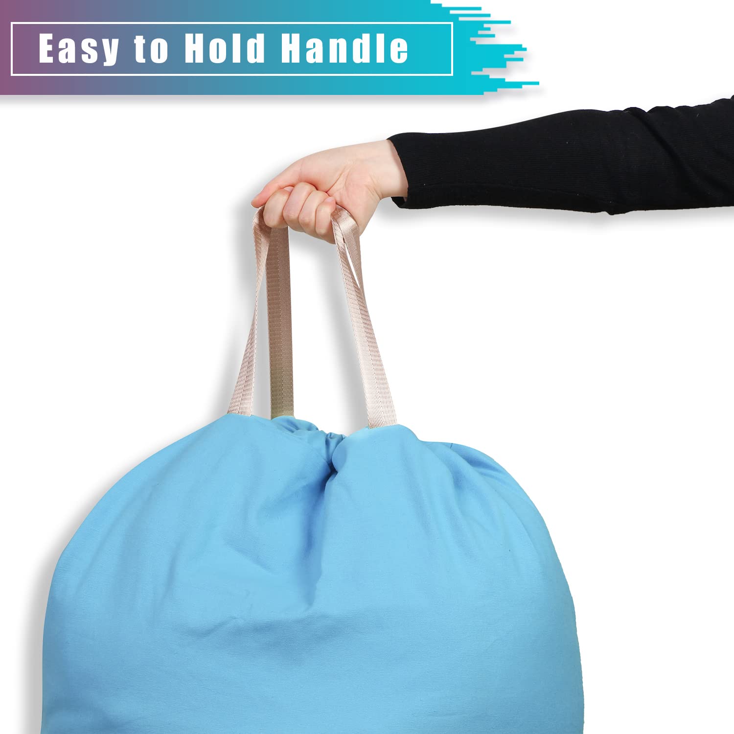 Extra Large Canvas Laundry Bag with Handles & Drawstring Closure - Heavy Duty Tear-Resistant Storage for Clothes, Travel, College Dorm - 25.5