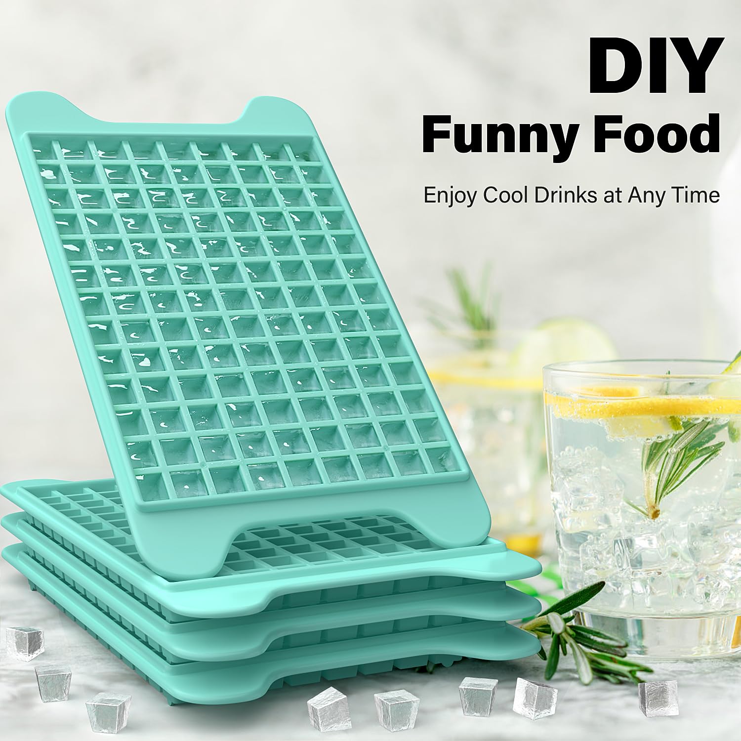 Mini Ice Cube Tray for Freezer - 117×4PCS Easy Release Nugget Ice Maker with Bin | Crushed Ice Tray with Storage Container | Perfect for Cocktails, Smoothies & Cold Drinks at Home or Office