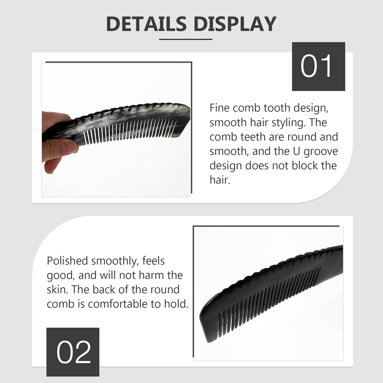 Natural Horn Massage Comb for Women - Anti-Static Hair Comb with Handmade Grain for Scalp Massage, Detangling & Styling | Portable Pocket Size for Home, Travel & On-the-Go Hair Care