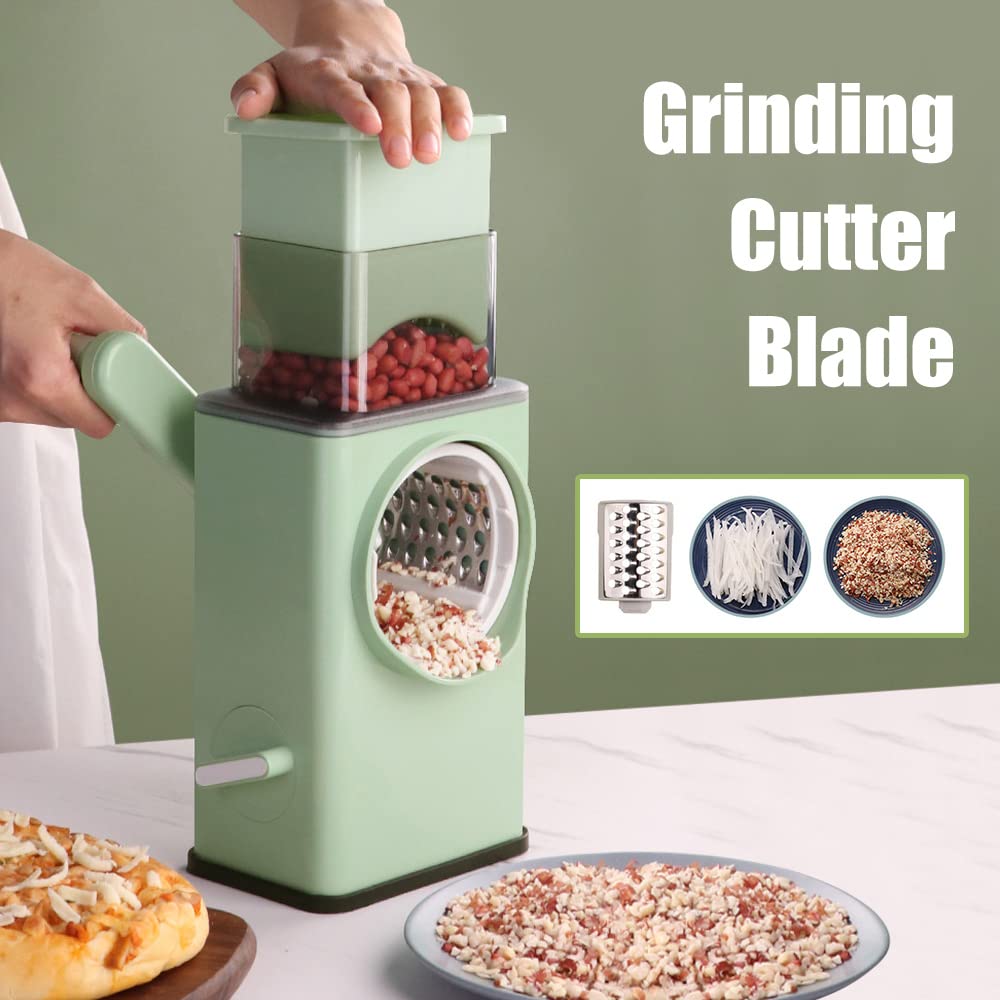 Benkeg 3-in-1 Multifunctional Vegetable Chopper & Cheese Grater - Stainless Steel Rotary Shredder, Slicer & Grinder for Vegetables, Fruits, Nuts - Perfect for Salad Prep, Meal Prepping & Quick Cooking