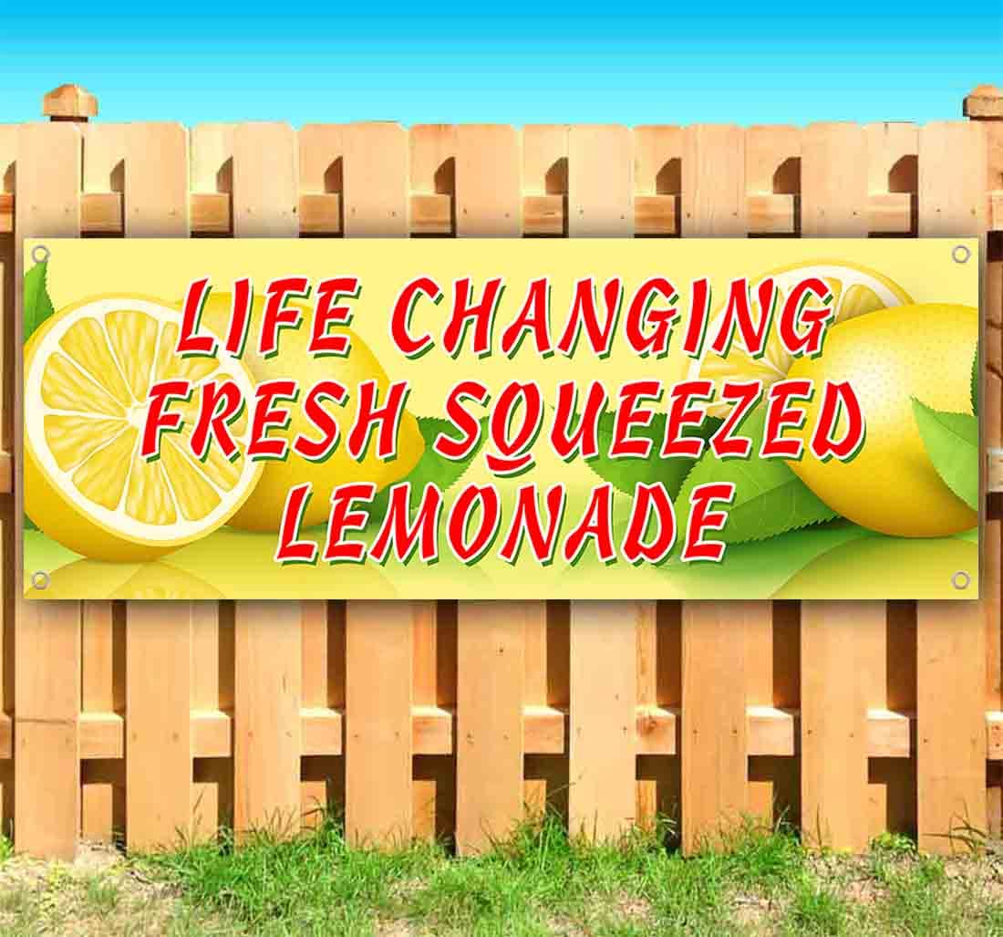 Life Changing Lemonade Banner 13 oz - Heavy-Duty Vinyl Sign with Metal Grommets - Perfect for Outdoor Events, Farmers Markets & Small Business Advertising