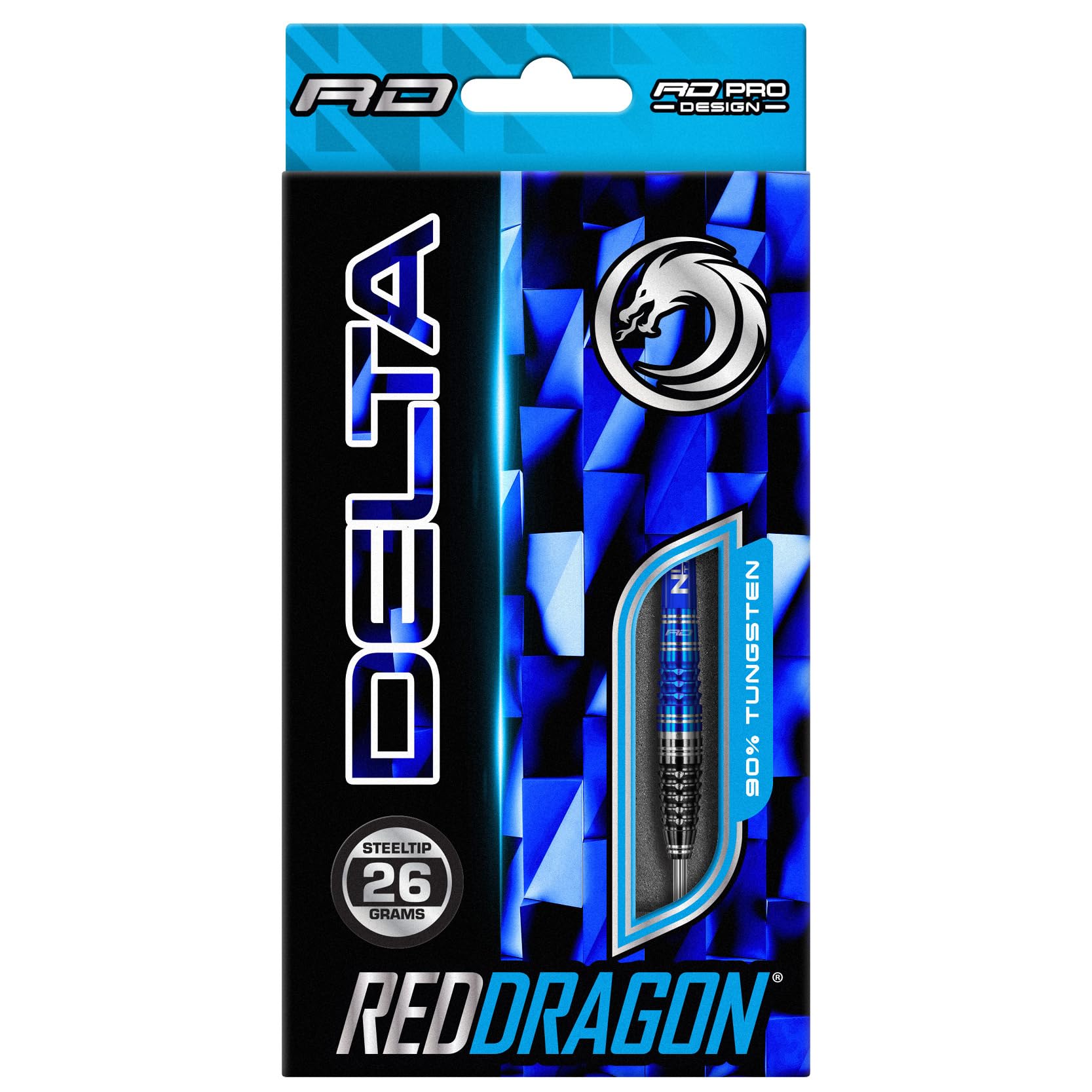 Premium Tungsten Steel Darts Set - 90% Tungsten Red Dragon Delta 2 Darts with Flights, Shafts & Wallet - Professional Darts Accessories for Bars, Tournaments & Home Practice