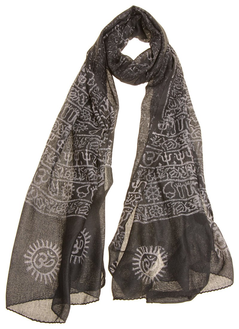 Gabriella's Gifts Women's Printed Ohm Prayer Meditation Yoga Scarf - Spiritual Shawl for Yoga, Meditation & Mindful Practices - Perfect Gift for Yoga Lovers & Spiritual Seekers