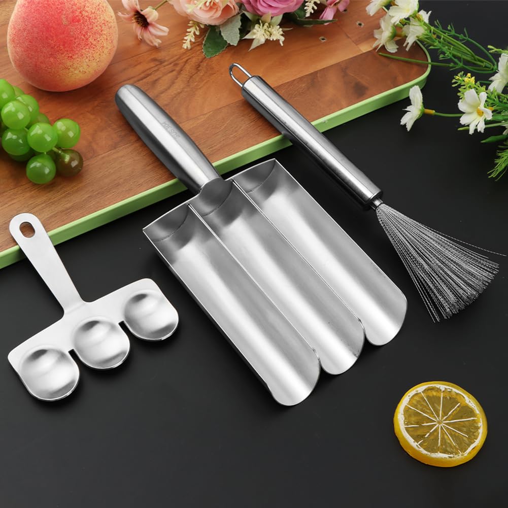 Premium Stainless Steel Triple Ball Maker - Perfect for Meatballs, Shrimp & Veggie Scoops - Durable Kitchen Cooking Tool for Home Chefs & Meal Prep - Ideal for Pasta Dishes, Appetizers & Party Food Preparation