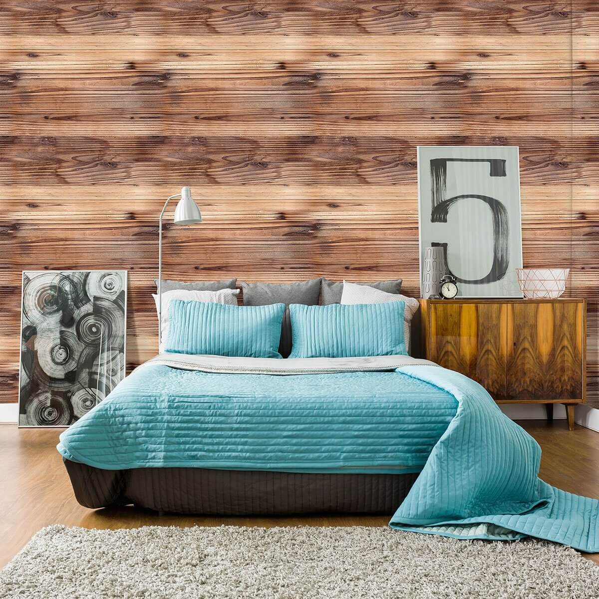 Tan and Brown Wood Imitation Peel and Stick Removable Wallpaper 5273 - Self-Adhesive Decorative Wall Covering for Bedroom, Living Room & Office