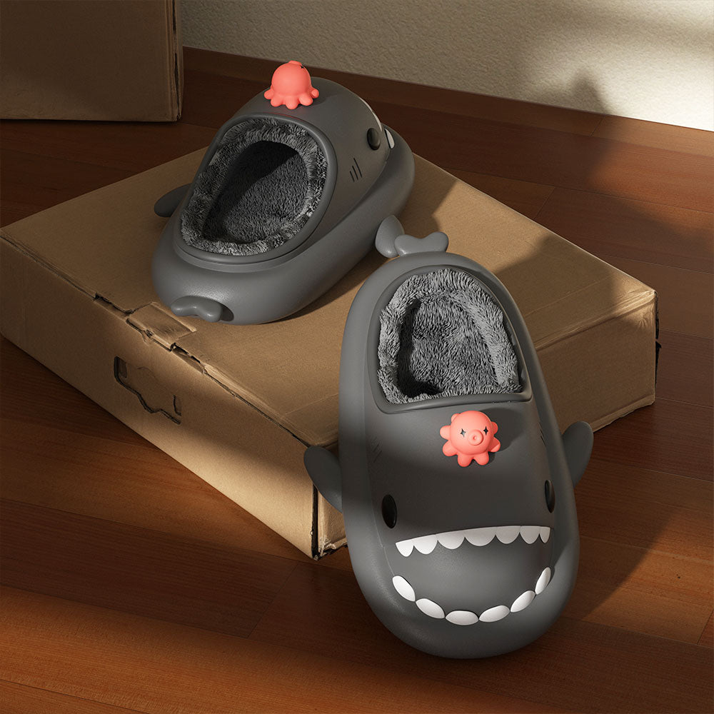 Sharkicks Winter Octopus Heel Open Shark Slippers - Cozy Home & Outdoor House Shoes for Women & Men - Perfect for Lounge, Beach, and Gift Giving